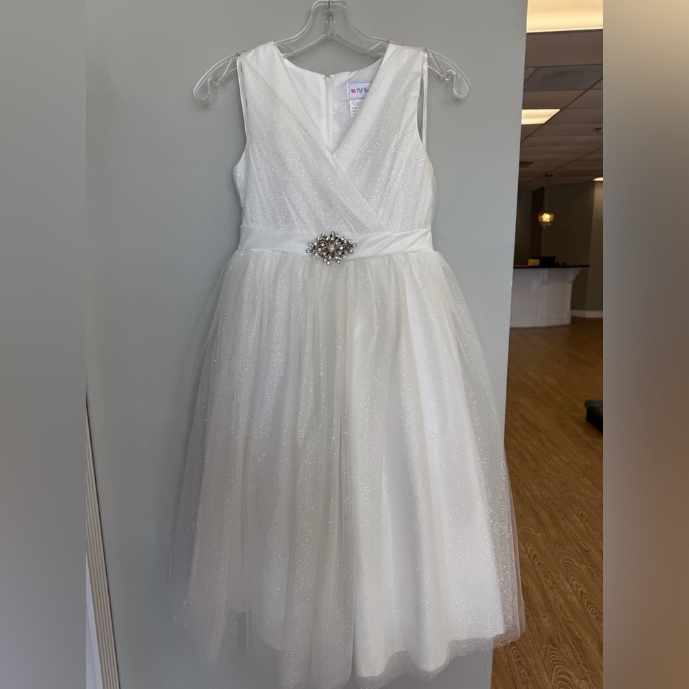 Tip Top Kids White Formal Dress with Sparkle Accent